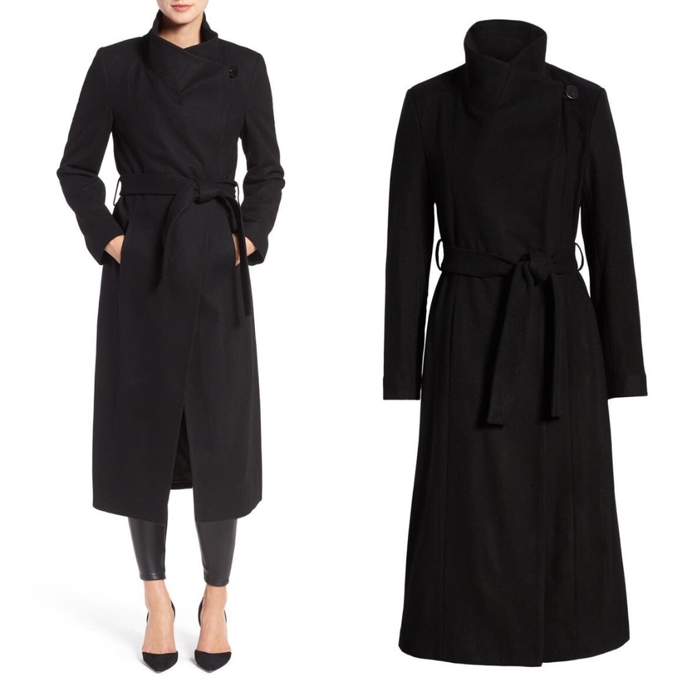 Kenneth cole black fencer melton wool blend wrap coat NO OFFERS - Picture 3 of 10